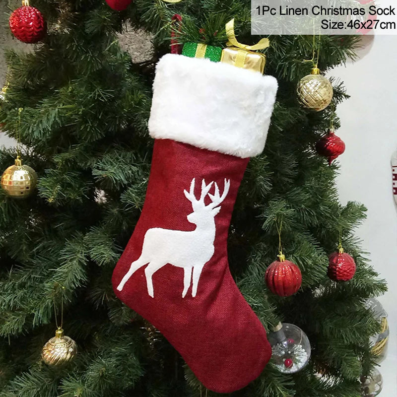 Knitted Fleece Christmas Stockings Candy Bags