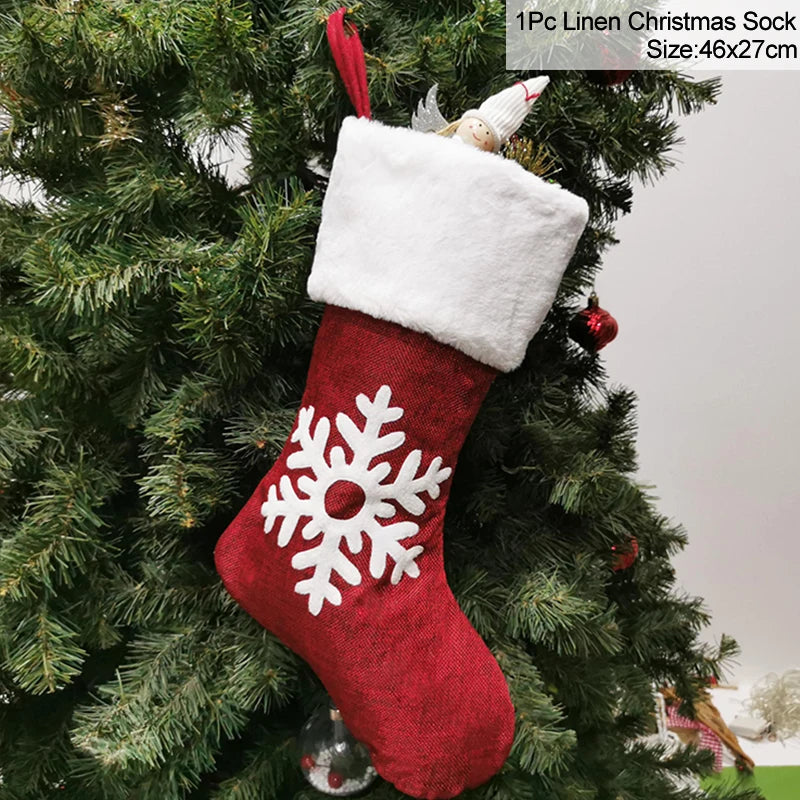 Knitted Fleece Christmas Stockings Candy Bags