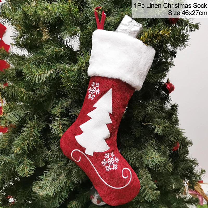 Knitted Fleece Christmas Stockings Candy Bags