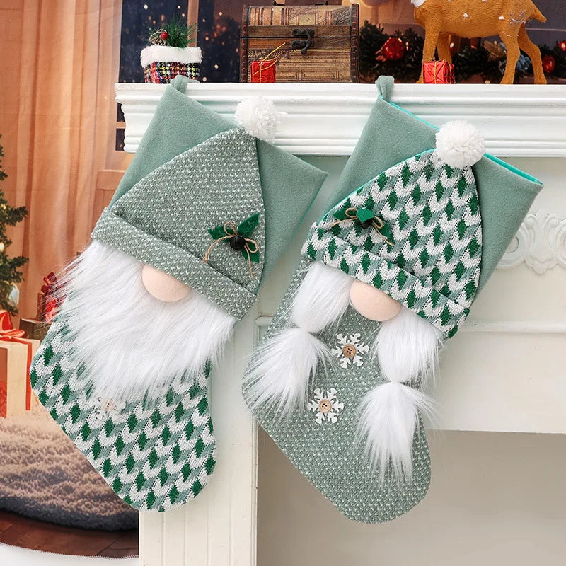 Knitted Green Christmas Gift Socks