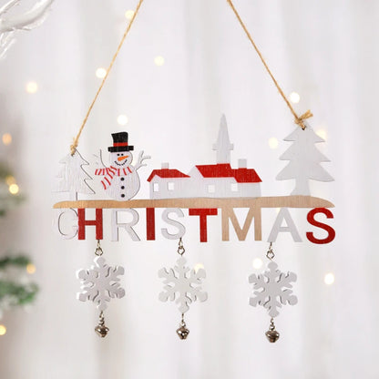 Wooden Santa Snowman Door Hanging Christmas Tree