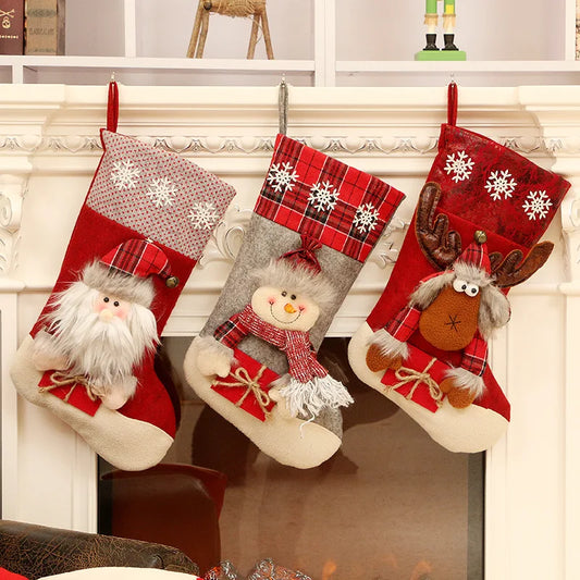 Santa Snowman Reindeer Christmas Stocking Ornament