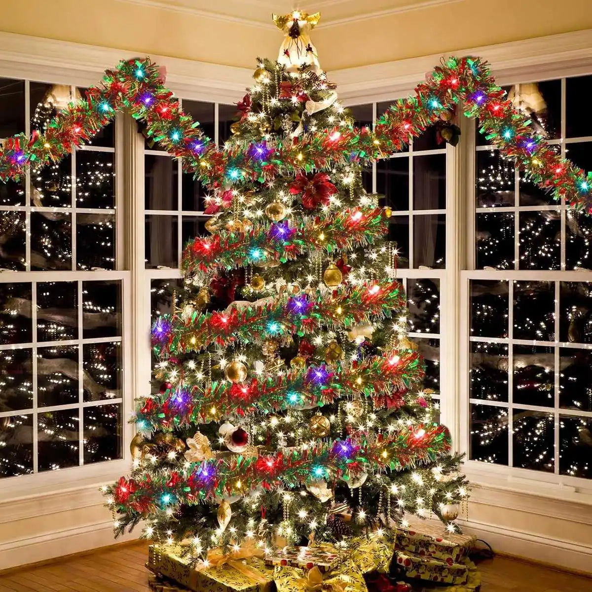 LED Shiny Metallic Christmas Tinsel Garland