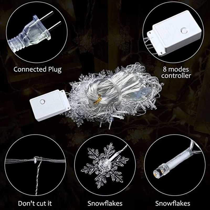 3.2M Snowflake LED Curtain String Lights