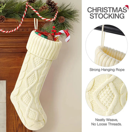 Large Knitted Cotton Christmas Stockings