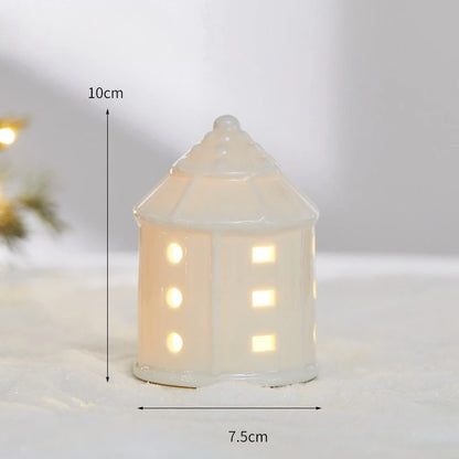Ceramic Light Up Christmas Tree House Desktop