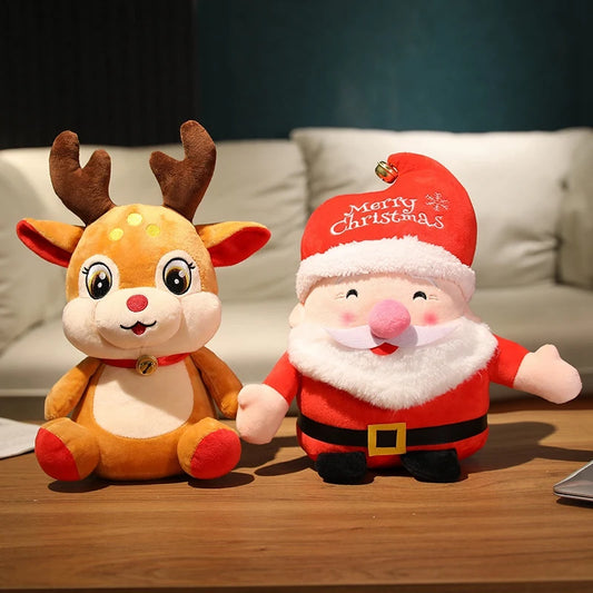 20cm Christmas Plush Dolls Santa Snowman Reindeer Toys
