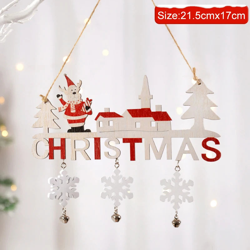 Wooden Santa Snowman Door Hanging Christmas Tree