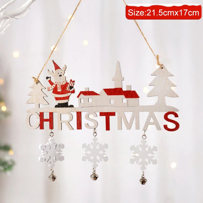 Wooden Santa Snowman Door Hanging Christmas Tree