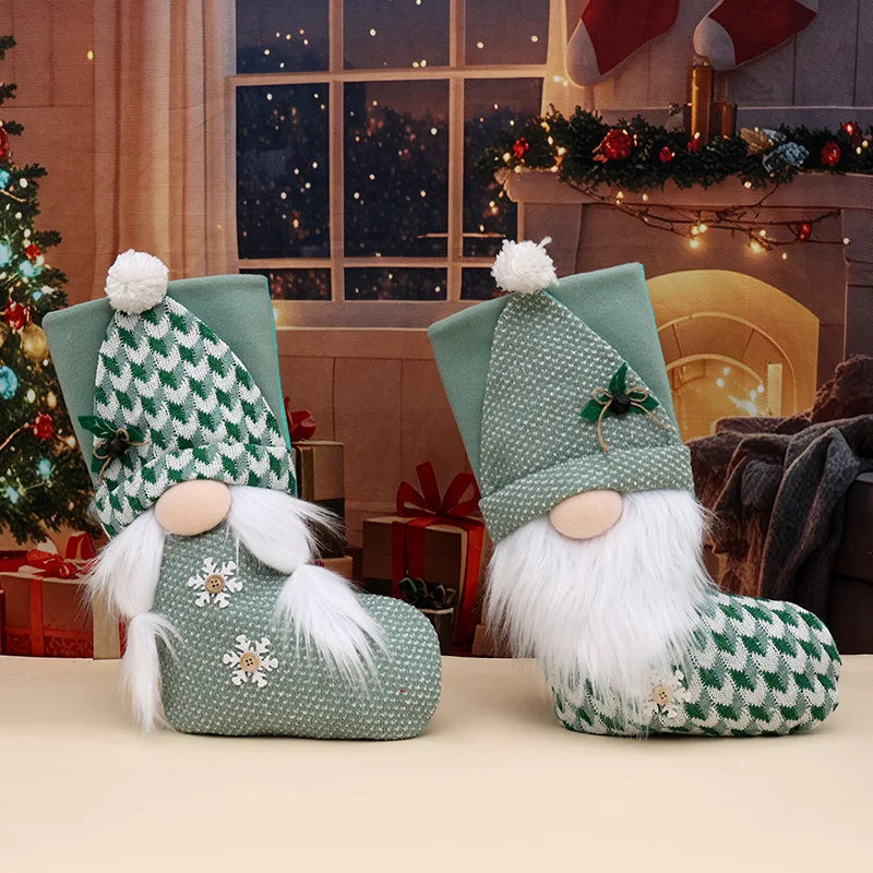 Knitted Green Christmas Gift Socks