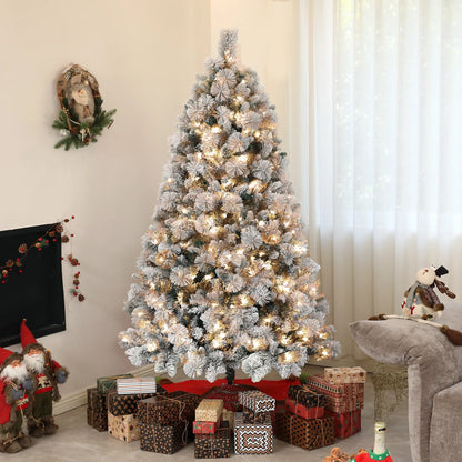 6.5ft Prelit Flocked Artificial Christmas Tree with 350 Lights